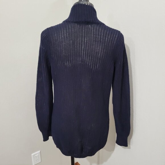 VINCE 100% Linen Cardigan sweater navy blue open knit size small - Picture 7 of 7
